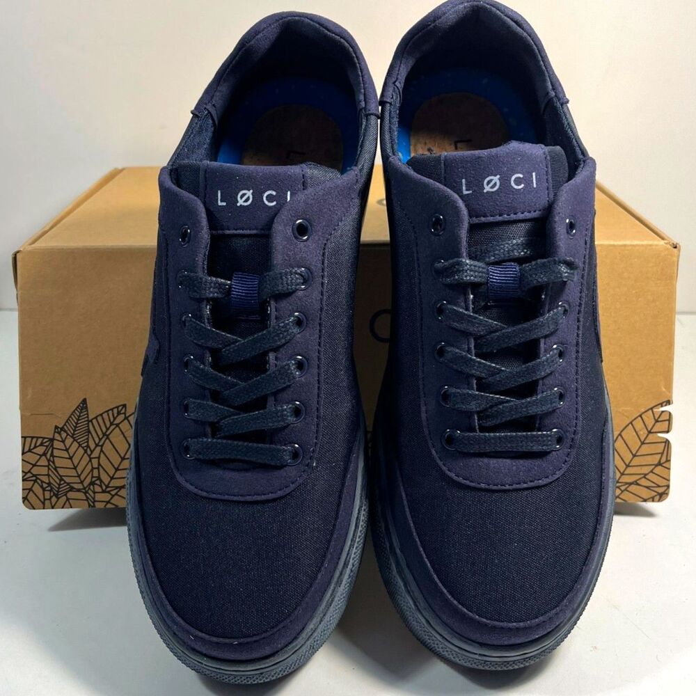 LOCI Women's Navy Nine Logo Low-Top Sneaker Shoes SZ 7.5 (38) NEW - Picture 2 of 7